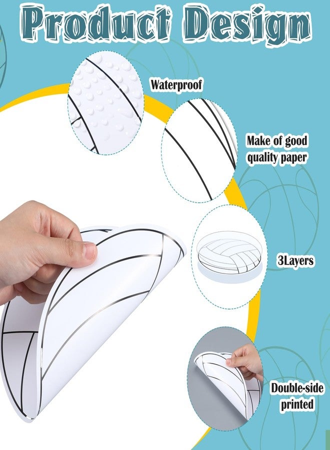 Weekgrat 36 Pcs Volleyball Decoration for Party Bump Spike Volleyball Silhouette Poster Board Decoration Paper Cutting DIY Baby Shower Birthday Large Party Essentials(7.75 Inch,Classic,White) - Image 3